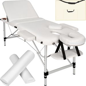 tectake® - 3 Zones massagetafel wit met rolkussens en draagtas - 404635