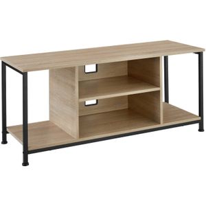 tectake - TV-meubel, 4 open vakken en verstelbare plank - industrieel lichtbruin - afm. 110 x 40 x 50,5 cm - 404643