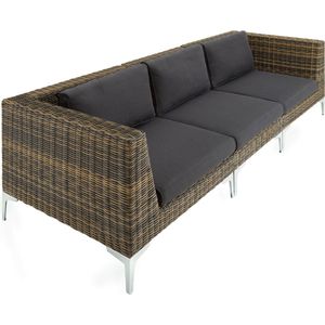 Tectake - Modulaire Wicker set Villanova Natuur -  Links Midden Rechts - 404656