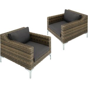 tectake - Modulaire wicker set Villanova natuur - 2 x fauteuil - 404659