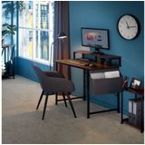tectake® Bureau met Opbergtas en Monitorstandaard - Computerbureau - Houten Bureaublad - Industrieel Design - Zwart Metalen Frame - Donkerbruin