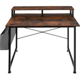 tectake® - Bureau Thornton computertafel - 120 cm breed - met plank en organizer - donkerbruin – 404664