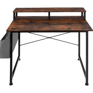 tectake® - Bureau Thornton computertafel - 120 cm breed - met plank en organizer - donkerbruin – 404664