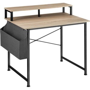 tectake® - Bureau Thornton computertafel - 120 cm breed - met plank en organizer - lichtbruin - 404665