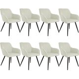 Tectake® - set van 8 Stoelen Marilyn Linnen Look - Diverse Kleuren - Creme-zwart 404677