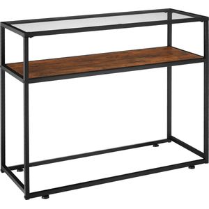 tectake - Consoletafel - Zwart Metalen Frame - Glazen Blad - Industrieel Design
