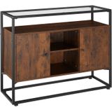 Tectake - Wandkast Oldham - 100x38x80,5cm - Industrieel - Donkerbruin - Bijzettafel - 404684