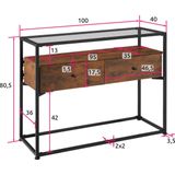 Tectake - Consoletafel Dressoir Sidetable Reading - Industrieel - Donkerbruin - 101,5x41,5x80,5cm