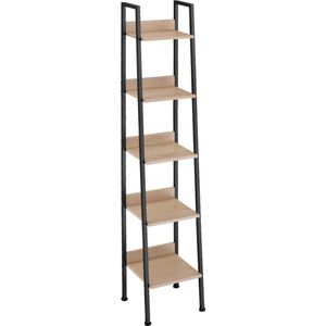 tectake - Wandrek ladderrek boekenrek - Folkestone industrieel lichtbruin - 404705