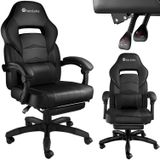 tectake® - bureaustoel gamingchair - luxe burostoel kantoorstoel - racingstoel burostoel gamestoel Comodo - Met voetensteun - zwart / zwart