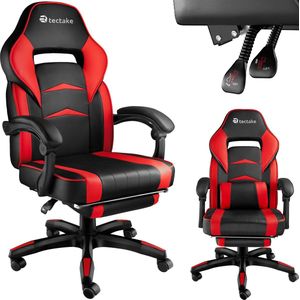 tectake Racing bureaustoel Comodo met voetsteun - zwart / rood - 404742 - rood Kunststof 404742