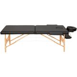 tectake® - 2 zones massagetafel-set met 5cm matras, rolkussens en houten frame - incl. draagtas - zwart - behandeltafel – behandelbank – incl. opbergtas – opvouwbaar