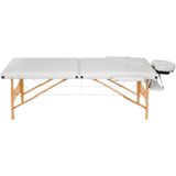 tectake® - 2 zones massagetafel behandeltafel - set met 5cm matras, rolkussens en houten frame - incl. draagtas - wit - behandelbank – incl. opbergtas – opvouwbaar