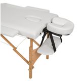tectake® 2-zone-massagetafel - Draagvermogen tot 250 kg - Mobiele massagebank - Set met rolkussens - Houten frame - Behandelbank - Inclusief draagtas - Cosmetische stoel - In hoogte verstelbaar - Afmeting (LxBxH) 210x95x62 - 84 cm - Wit