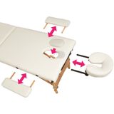 tectake® - 3 zones massagetafel-set behandeltafel Daniel - 3cm matras, rolkussens en houten frame + tas - beige - behandelbank – incl. opbergtas – opvouwbaar