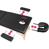 tectake® 3 Zonen Massageliege-Set, Breite 61 cm, Polsterung 3 cm, mit Holzgestell, 210 x 95 x 84 cm