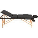 tectake® - 3 zones massagetafel-set behandeltafel Daniel - 3cm matras, rolkussens en houten frame - zwart - behandeltafel – behandelbank – incl. opbergtas – opvouwbaar