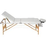 tectake® - 3 zones massagetafel-set behandeltafel Daniel - 3cm matras, rolkussens en houten frame - wit - behandeltafel – behandelbank – incl. opbergtas – opvouwbaar