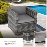 tectake® Rattansessel , widerstandsfähig, inklusive Sitz- und Rückenpolster, 70 x 69 x 65cm