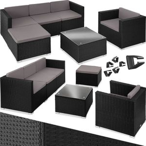 Wicker loungeset Lignano met fauteuil - zwart