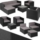 Wicker loungeset Lignano met 2 fauteuils - zwart