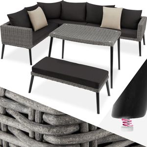 tectake® - Wicker lounge Pula met aluminium frame - grijs - 404792