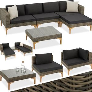 tectake Wicker lounge Konstanza met aluminium frame - natuur - 404795 - beige Metaal 404795