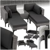 tectake® Rattan Lounge, mit Aluminiumgestell, wetterfest und UV-beständig, mit Sicherheitsglasplatte