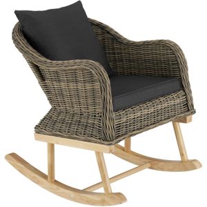 tectake Wicker schommelstoel Rovigo 150kg - natuur - 404799 - beige Aluminium 404799