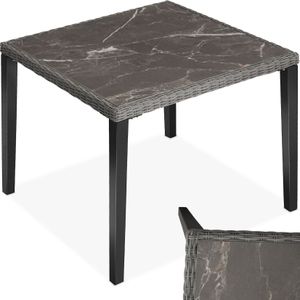 Tectake - Tarent - Tuintafel - Grijs - Wicker - 93,5x93,5x75cm