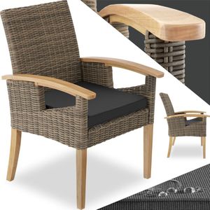 tectake® - Wicker met hout stoel tuinstoel terrasstoel Rosarno - natuurkleur - 404807 - poly-rattan