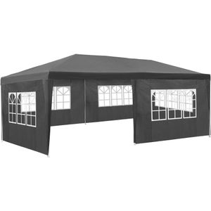 tectake Tuinpaviljoen Vivara 6x3m met 5 zijdelen - grijs - 404819 - grijs Kunststof 404819