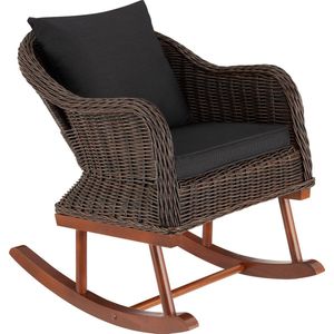 tectake - Wicker schommelstoel Rovigo - 150kg - bruin - poly-rattan