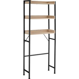 tectake® - Badkamerrek met 3 planken - Badkamerplank -Industrieel design - Bovenkast - Ruimte voor wasmachine - Toiletplank - Afmeting (LxBxH) 67 x 25 x 165 cm - Lichtbruin