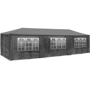 tectake Tuinpaviljoen Elasa 9x3m met 8 zijdelen - grijs - 404875 - grijs Kunststof 404875