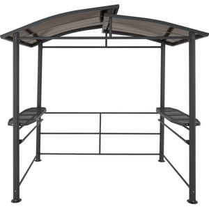 tectake® Barbecue-overkapping Asado – Robuust Gepoedercoat Aluminium en Stalen Frame – Verspringend Dak en Zijdelen met Roosters en Ophangstangen – 240 x 150 x 234 cm