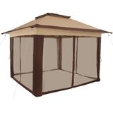 tectake® Faltpavillon, 3,64 x 3,64 x 2,94 m, 4 abnehmbare Seitenteile aus Moskitonetz, inklusive Spannseile, Heringe sowie Transporttasche