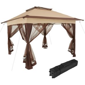 tectake® - Opvouwbaar paviljoen Carabobo 364x364x294cm - bruin - 404882