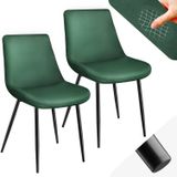 tectake® eetkamerstoelen set van 2, fluwelen gestoffeerde stoelen met rugleuning, ergonomische woonkamerstoel met gevoerde fluwelen zitting, comfortabele keukenstoel, zwarte metalen poten - donkergoen