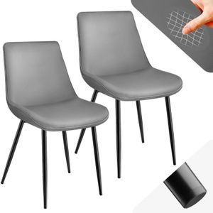 tectake® eetkamerstoelen set van 2 - fluwelen gestoffeerde stoelen met rugleuning - ergonomische woonkamerstoel met gevoerde fluwelen zitting - comfortabele keukenstoel - zwarte metalen poten - grijs