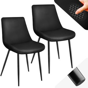 tectake® eetkamerstoelen set van 2, fluwelen gestoffeerde stoelen met rugleuning, ergonomische woonkamerstoel met gevoerde fluwelen zitting, comfortabele keukenstoel, zwarte metalen poten - zwart