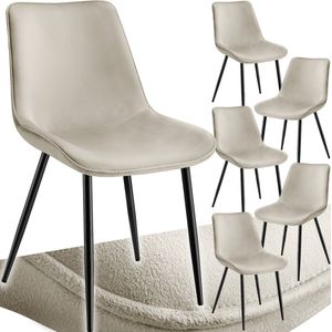 Set stoelen Monroe fluweellook - crÃ¨me, Set van 6