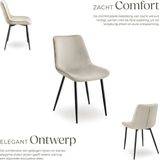 tectake® Set Stuhl, gepolstert, in Samtoptik, schwarze Stahlbeine, 48 x 59 x 82,5 cm