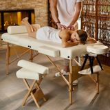 tectake® 3 Zonen Massageliege-Set, Breite 70 cm, Polsterung 7,5 cm, mit Holzgestell, 218 x 102 x 90 cm