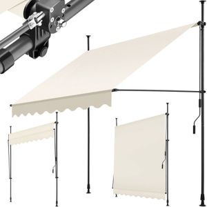 tectake® Klemluifel met handslinger - Balkonluifel zonder boren - In hoogte verstelbaar - UV-bestendig - Waterafstotend - Terrasoverkapping - Zonwerend voor terras & balkon - Breedte 200 cm - Beige