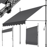tectake® Klemmmarkise, mit Handkurbel, höhenverstellbar 211 - 304 cm, einfache Montage