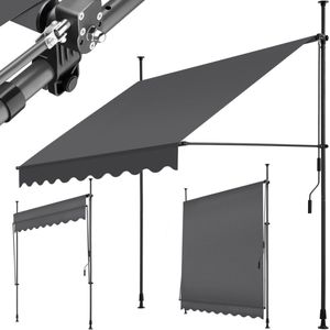 tectake® Klemmmarkise, mit Handkurbel, höhenverstellbar 211 - 304 cm, einfache Montage