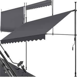 Klemluifel met zwengel, in hoogte verstelbaar - 300 x 180 cm, zwart / grijs