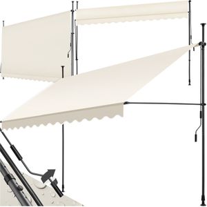 tectake® Klemluifel met handslinger - Balkonluifel zonder boren - In hoogte verstelbaar - UV-bestendig - Waterafstotend - Terrasoverkapping - Zonwerend voor terras & balkon - Breedte 350 cm - Beige