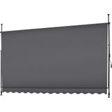Klemluifel met zwengel, in hoogte verstelbaar - 350 x 180 cm, zwart / grijs